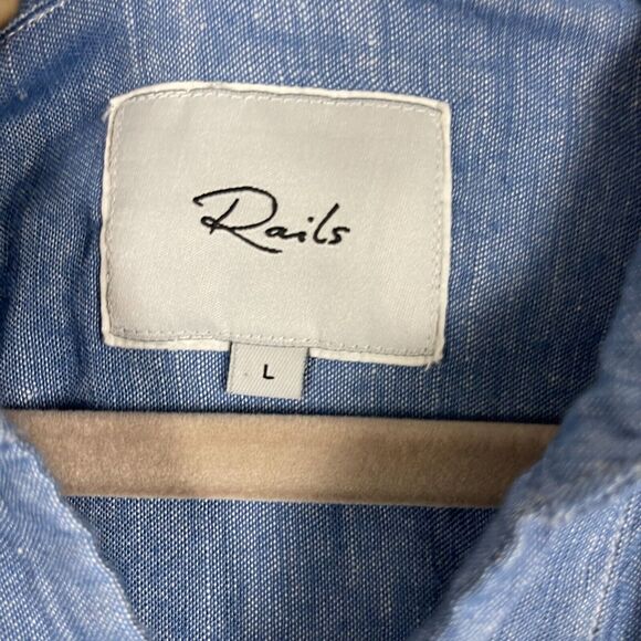 Rails Rocky Linen Blend Dress Womens Large Blue Short Sleeve Catalina Stripe - Picture 13 of 16